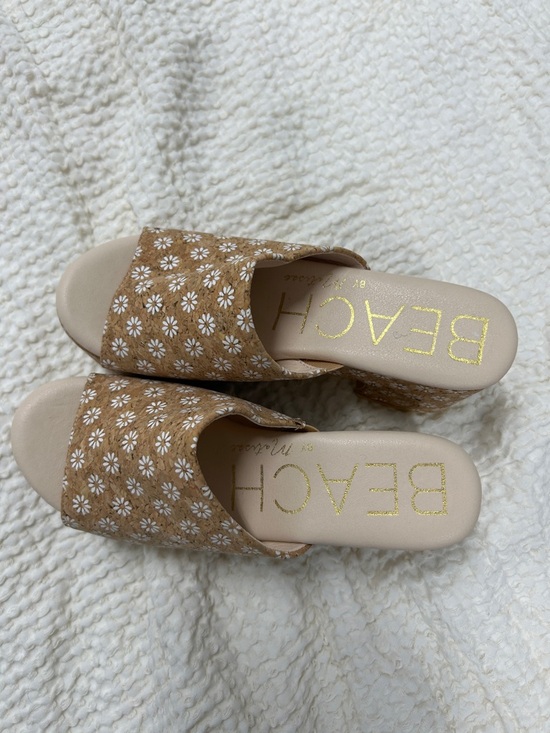 Beach By Matisse Shoes - BEACH by Matisse Tan Daisy Embroidered Platform Slide Sandals